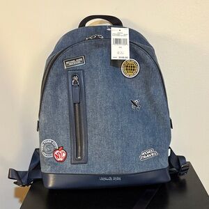 NWT Michael Kors denim and leather backpack, 15"x12"